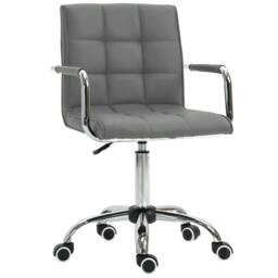Rackhams PU Leather Home Office Desk Chair, Computer Chair with Mid Back, Arm, Swivel Wheels, Adjustable Height, Grey - thumbnail 1