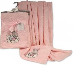 Rackhams Fleece Baby Blanket Layered Wrap - 75x100 cm Supersoft Heart Design Gift Set for Newborn Babies Girl/Boy, Infant