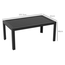 Rackhams Outdoor Side Table Garden Coffee Table with Steel Frame and Slat Top - Grey - Galvanised Steel - 101.5L x 61W x 46Hcm - thumbnail 6
