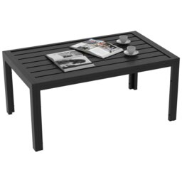 Rackhams Outdoor Side Table Garden Coffee Table with Steel Frame and Slat Top - Grey - Galvanised Steel - 101.5L x 61W x 46Hcm - thumbnail 3