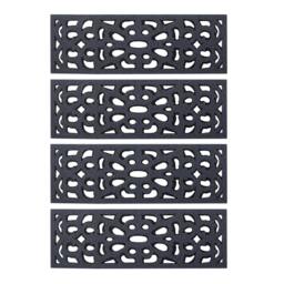 Rackhams Victorian Style Eco-Friendly Rubber Step Mat - Grey - Indoor Outdoor - Set of 4 - thumbnail 1