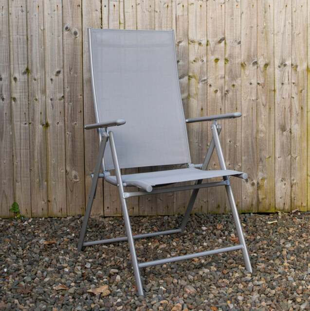 Rackhams Outdoor Garden Patio Multi Position Reclining Folding Chair in Grey - image 1