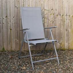Rackhams Outdoor Garden Patio Multi Position Reclining Folding Chair in Grey - thumbnail 1