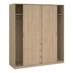 Rackhams Naia Wardrobe with 2 sliding doors + 1 door + 3 drawers in Oak structure Jackson Hickory - Brown - Malemine - 1 - thumbnail 4