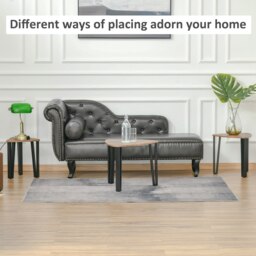 Rackhams 3 PCs Nesting Table Coffee Table  Set MDF Living Room Furniture Walnut - thumbnail 4