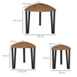 Rackhams 3 PCs Nesting Table Coffee Table  Set MDF Living Room Furniture Walnut - thumbnail 5