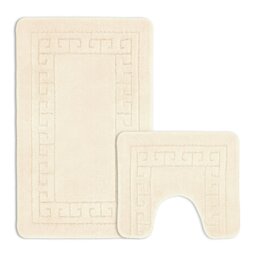 Rackhams Greek Key Bathmat Set - Antislip - Orange - thumbnail 3