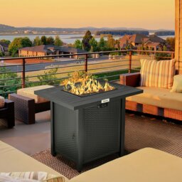 Rackhams 40,000 BTU Gas Firepit Table with Protective Cover, Spark Guard - Black - Metal, 304 Stainless Steel, PVC - 71L x 71W x 63H cm - thumbnail 1