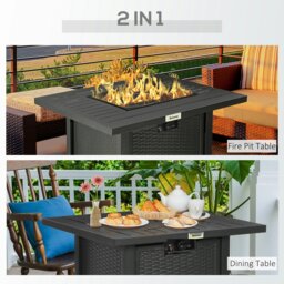 Rackhams 40,000 BTU Gas Firepit Table with Protective Cover, Spark Guard - Black - Metal, 304 Stainless Steel, PVC - 71L x 71W x 63H cm - thumbnail 3