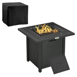 Rackhams 40,000 BTU Gas Firepit Table with Protective Cover, Spark Guard - Black - Metal, 304 Stainless Steel, PVC - 71L x 71W x 63H cm - thumbnail 2