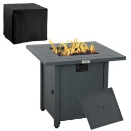 Rackhams 40,000 BTU Gas Firepit Table with Protective Cover, Spark Guard - Black - Metal, 304 Stainless Steel, PVC - 71L x 71W x 63H cm - thumbnail 6