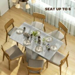 Rackhams Folding Dining Table, Drop Leaf Table with 2-Tier Shelves, Rolling Casters, for Small Spaces, Kitchen, Cement Grey - thumbnail 5