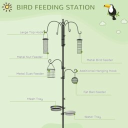 Rackhams Bird Feeding Station Kit Wild Bird Feeder Pole w/ 6 Hooks 4 Prong Bases - thumbnail 3