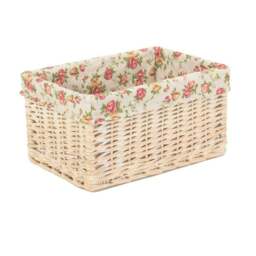 Rackhams Whitewash Garden Rose Lined Wicker Storage Basket - Extra Large - thumbnail 5