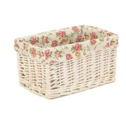 Rackhams Whitewash Garden Rose Lined Wicker Storage Basket - Extra Large - thumbnail 6