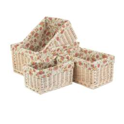 Rackhams Whitewash Garden Rose Lined Wicker Storage Basket - Extra Large - thumbnail 2