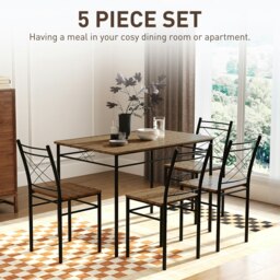Rackhams 5 Piece Dining Table and Chairs Set, Space Saving, Oak - thumbnail 4
