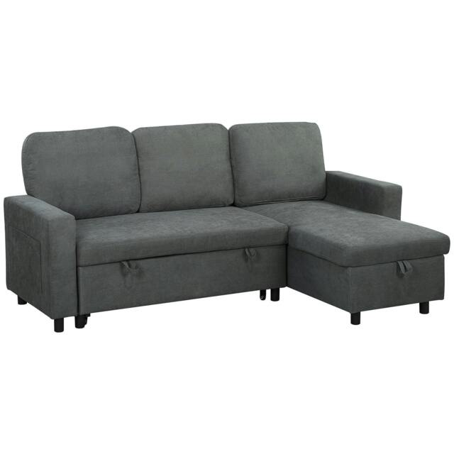 Rackhams Pull Out Sofa Bed with Storage - Charcoal Grey