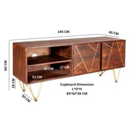 Rackhams Bishop Media Unit Dark Mango - 140 cm - 60 cm - Wood - thumbnail 4