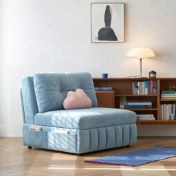 Rackhams Mehta Single Seater Sofa Bed, Two Seater Sofa Bed, Blue - Blue - 130cm (With One Drawer ) - thumbnail 1