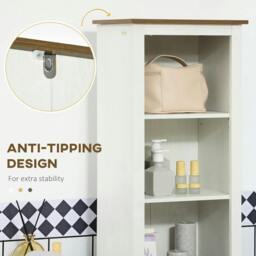 Rackhams Bathroom Cabinet, Tall Storage Cabinet with Door and Adjustable Shelves, 39.5 x 30 x 160 cm, White - thumbnail 6