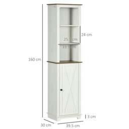 Rackhams Bathroom Cabinet, Tall Storage Cabinet with Door and Adjustable Shelves, 39.5 x 30 x 160 cm, White - thumbnail 3