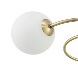 Rackhams Modern 3-Arm Antique Brass Ceiling Light with Opal Swirl Glass Spherical Shades - thumbnail 3