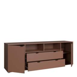 Rackhams Ganymede Wide TV Unit with Open Shelving, 2 Drawers & 2 Doors in Terracotta - W 179.5 X  H 63.1 X  D 41.3cm - 1 - Manufactured Wood - thumbnail 5