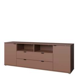 Rackhams Ganymede Wide TV Unit with Open Shelving, 2 Drawers & 2 Doors in Terracotta - W 179.5 X  H 63.1 X  D 41.3cm - 1 - Manufactured Wood - thumbnail 4