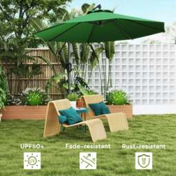Rackhams 3(m) Cantilever Banana Parasol with Cover Wind Strap UPF50+Green - Green - 350cm x 300cm x 235cm - thumbnail 5