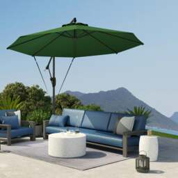 Rackhams 3(m) Cantilever Banana Parasol with Cover Wind Strap UPF50+Green - Green - 350cm x 300cm x 235cm - thumbnail 2