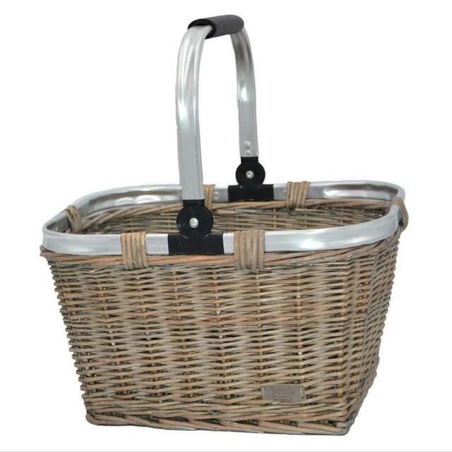 Rackhams Folding Aluminium Handle Shopping Basket - Grey - image 1