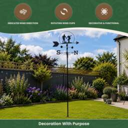 Rackhams Footballer Weathervane, All-Steel Black Painted Weather Vane With Wall Fixings and Ground Spike, Quick Self-Assembly - thumbnail 3