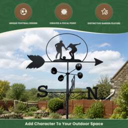 Rackhams Footballer Weathervane, All-Steel Black Painted Weather Vane With Wall Fixings and Ground Spike, Quick Self-Assembly - thumbnail 2
