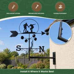 Rackhams Footballer Weathervane, All-Steel Black Painted Weather Vane With Wall Fixings and Ground Spike, Quick Self-Assembly - thumbnail 4