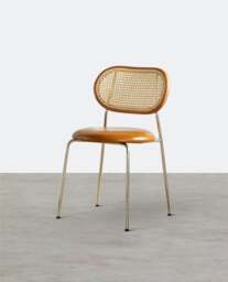 Rackhams Ozzie Rattan Dining Chair, Round Seat Pad - Orange - thumbnail 1