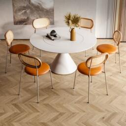 Rackhams Ozzie Rattan Dining Chair, Round Seat Pad - Orange - thumbnail 5