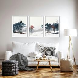 Rackhams Blue Wall Art For Living Room - Set of 3 wall art prints - 12 x 16 inches / 30.5 x 40.65 cm - Polyester Canvas 260 gsm - Canvas wrapped - thumbnail 4