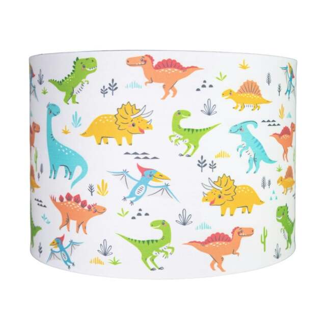 Rackhams Modern and Colourful Dinosaurs Childrens Cotton Fabric Lamp Shade - 25cm - image 1