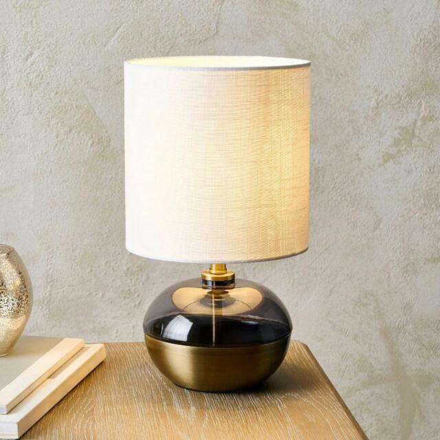 Rackhams Emmy Antique Brass and Smoke Glass Table Lamp - image 1