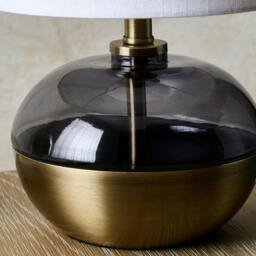 Rackhams Emmy Antique Brass and Smoke Glass Table Lamp - thumbnail 3