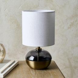 Rackhams Emmy Antique Brass and Smoke Glass Table Lamp - thumbnail 2