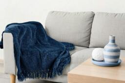 "Rackhams Darcy Tassel Navy Throw - 60x80""" - thumbnail 5