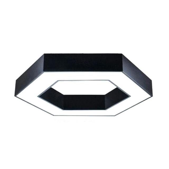 Rackhams HexaGlow Hollow Hexagon LED Light, 25â 50W, Remote Control, 3000Kâ 6500K CCT, Ceiling or Hanging Installation, Black Finish, 600mm - image 1