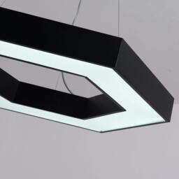 Rackhams HexaGlow Hollow Hexagon LED Light, 25â 50W, Remote Control, 3000Kâ 6500K CCT, Ceiling or Hanging Installation, Black Finish, 600mm - thumbnail 5