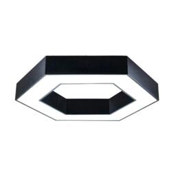 Rackhams HexaGlow Hollow Hexagon LED Light, 25â 50W, Remote Control, 3000Kâ 6500K CCT, Ceiling or Hanging Installation, Black Finish, 600mm - thumbnail 1