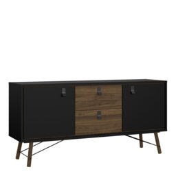 Rackhams Ry Sideboard 2 doors + 2 drawers Matt Black Walnut - Black - 150.3 - 1