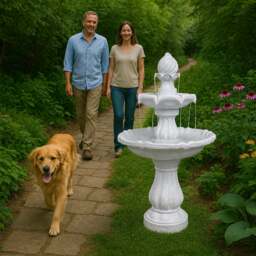 Rackhams Aruna Elegant 3-Tier Outdoor Water Fountain Self-Contained Stunning Garden Feature with Cascading Waterfall - thumbnail 2