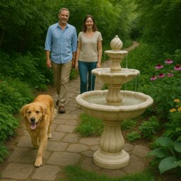Rackhams Aruna Elegant 3-Tier Outdoor Water Fountain Self-Contained Stunning Garden Feature with Cascading Waterfall - thumbnail 2