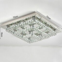 Rackhams 96w LED Ceiling Light 70 x 70 cm Square 3 Tier Crystal Chandelier - Dimmable (with remote) - thumbnail 5
